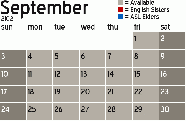 Missionary Dinner Calendar
