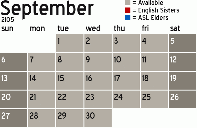 Missionary Dinner Calendar