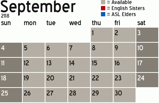 Missionary Dinner Calendar