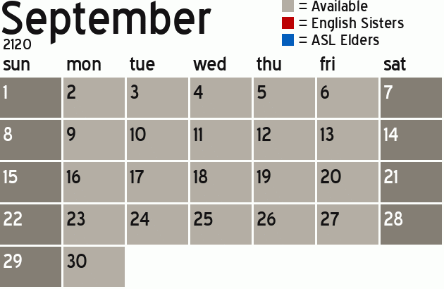 Missionary Dinner Calendar