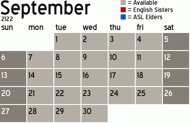 Missionary Dinner Calendar