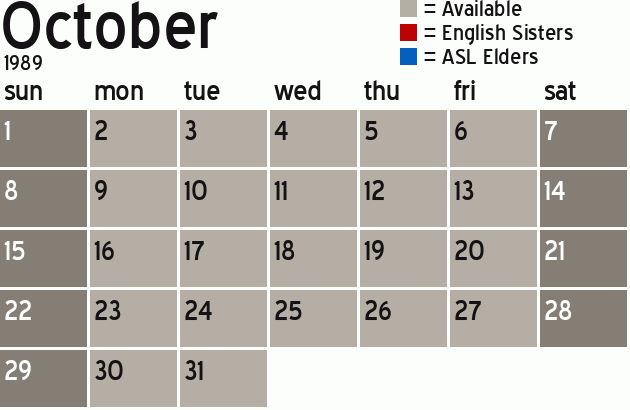 Missionary Dinner Calendar