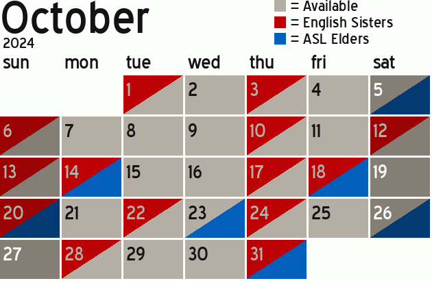 Missionary Dinner Calendar