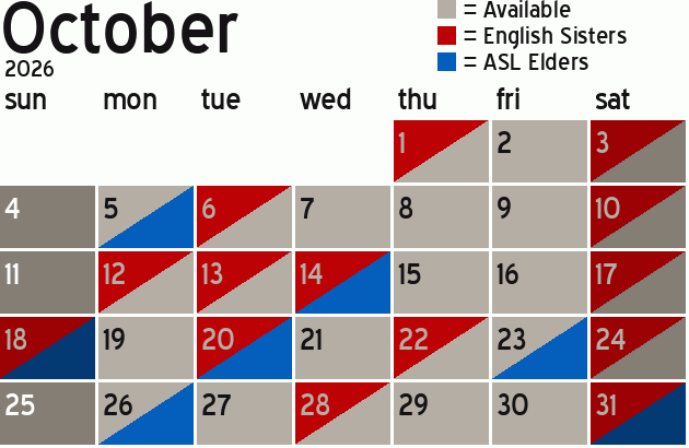 Missionary Dinner Calendar