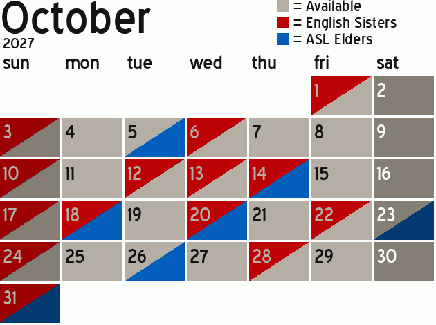 Missionary Dinner Calendar