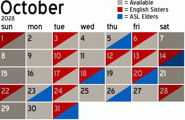 Missionary Dinner Calendar