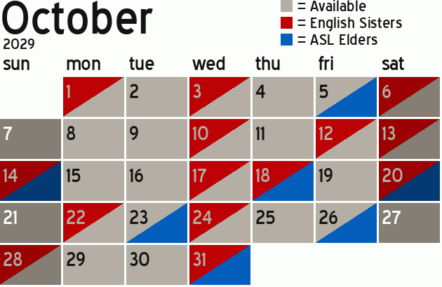 Missionary Dinner Calendar