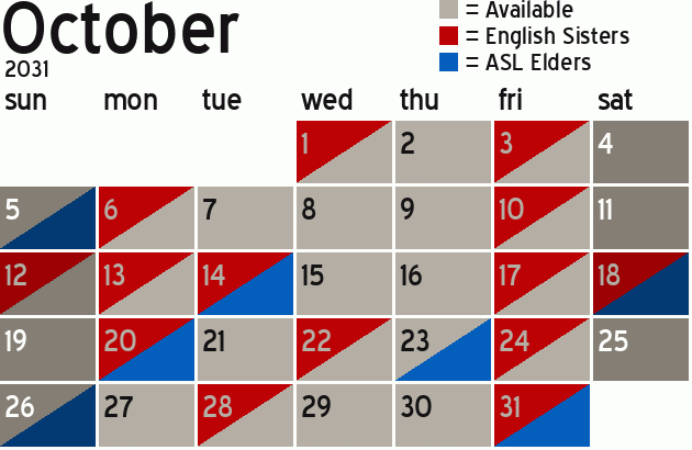 Missionary Dinner Calendar