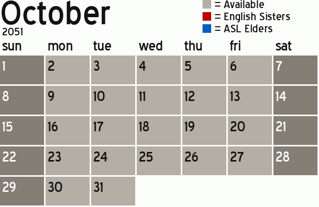 Missionary Dinner Calendar