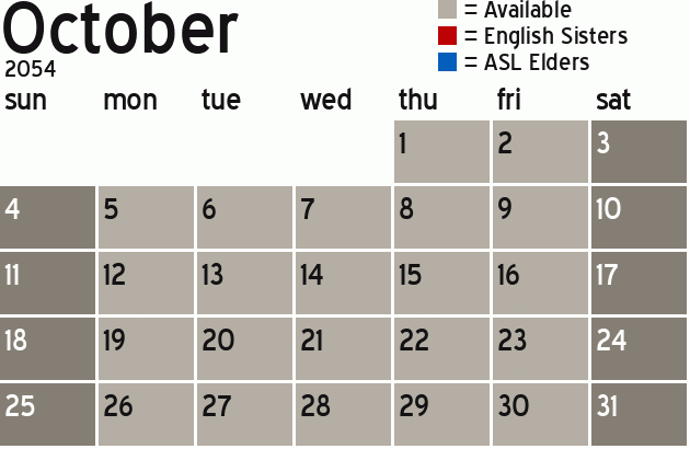 Missionary Dinner Calendar