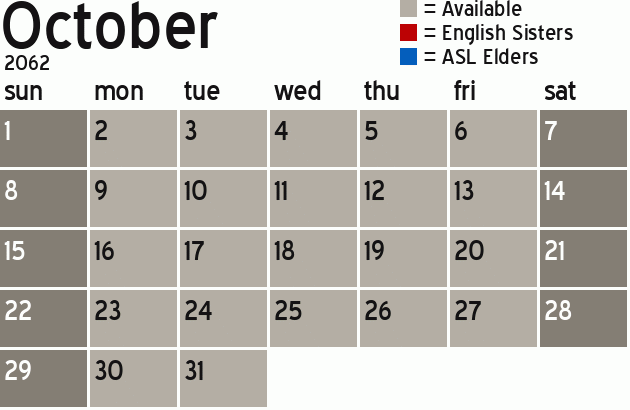 Missionary Dinner Calendar