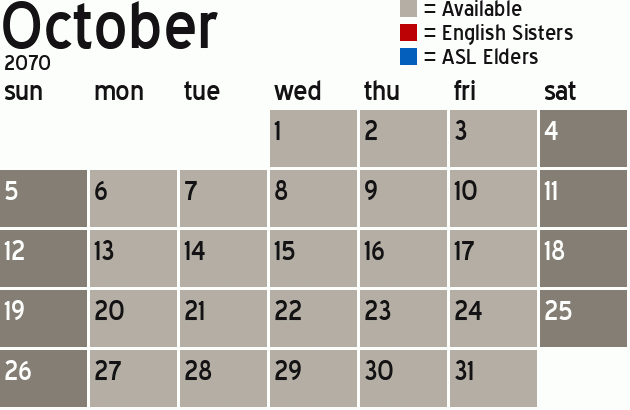 Missionary Dinner Calendar