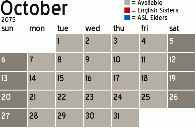 Missionary Dinner Calendar
