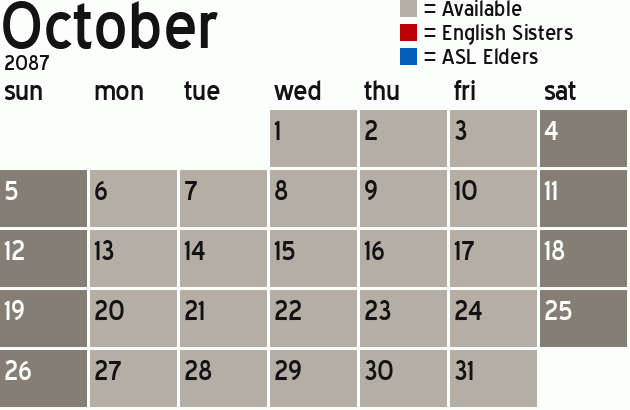 Missionary Dinner Calendar