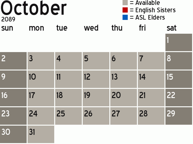 Missionary Dinner Calendar