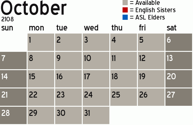 Missionary Dinner Calendar