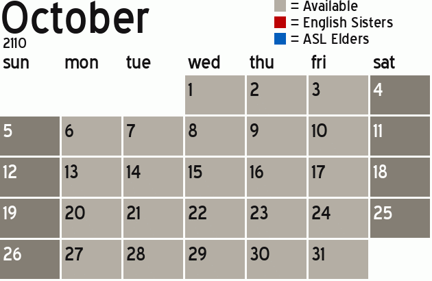 Missionary Dinner Calendar