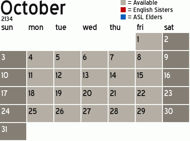 Missionary Dinner Calendar