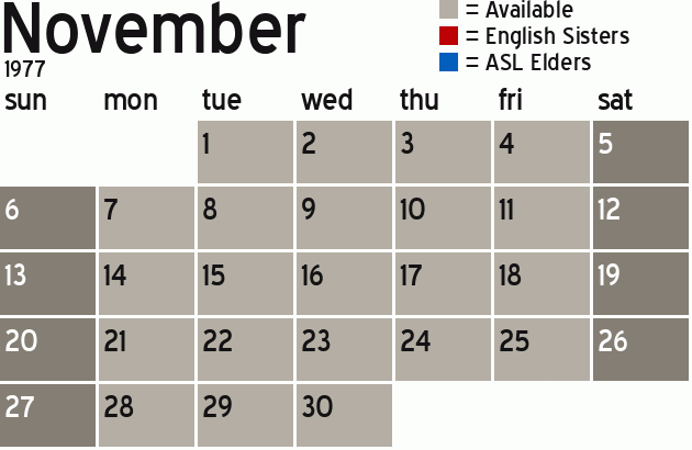 Missionary Dinner Calendar