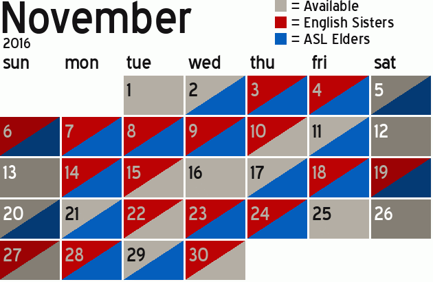 Missionary Dinner Calendar