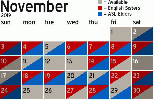 Missionary Dinner Calendar
