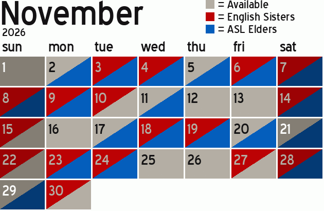 Missionary Dinner Calendar