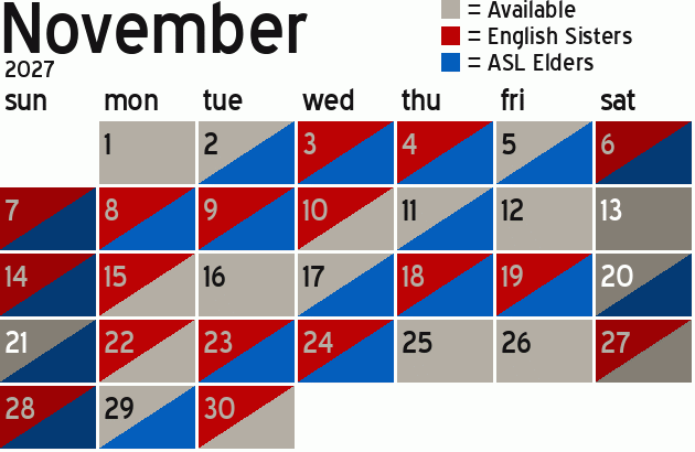 Missionary Dinner Calendar
