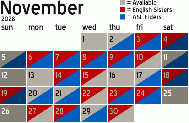 Missionary Dinner Calendar