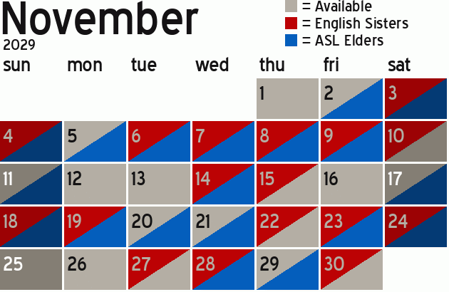Missionary Dinner Calendar