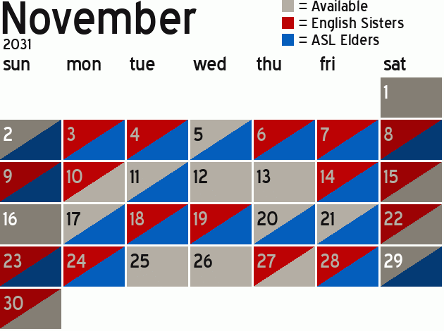 Missionary Dinner Calendar