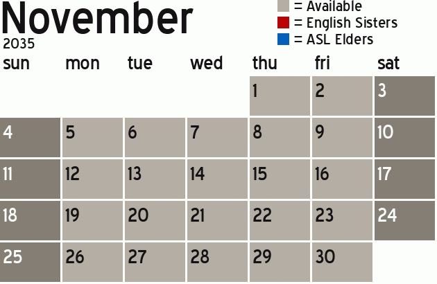 Missionary Dinner Calendar