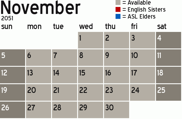 Missionary Dinner Calendar