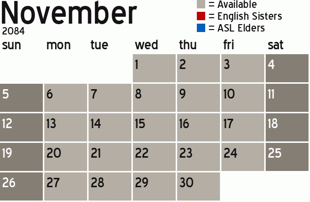 Missionary Dinner Calendar