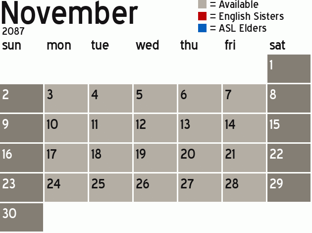Missionary Dinner Calendar