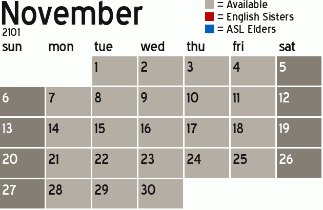 Missionary Dinner Calendar