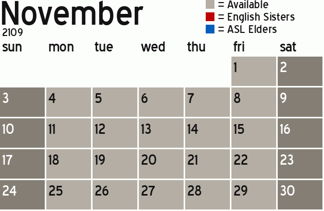 Missionary Dinner Calendar
