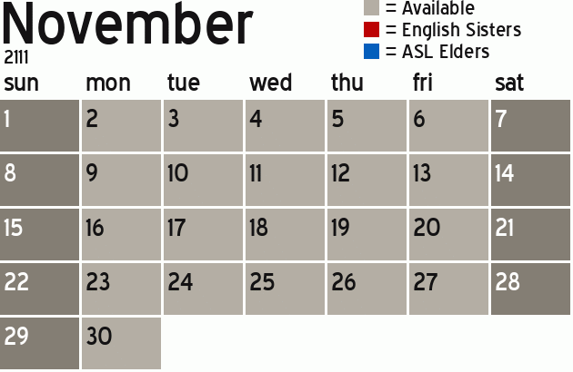Missionary Dinner Calendar