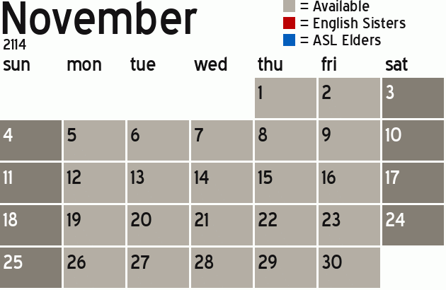 Missionary Dinner Calendar