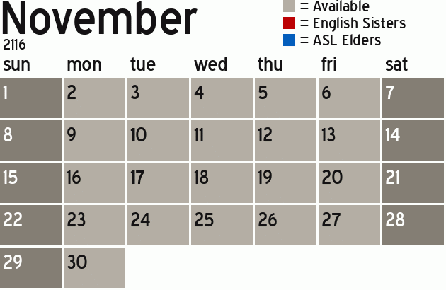 Missionary Dinner Calendar