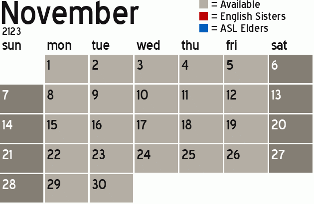 Missionary Dinner Calendar