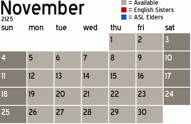 Missionary Dinner Calendar