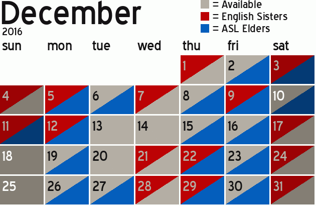 Missionary Dinner Calendar