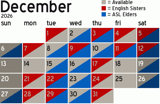 Missionary Dinner Calendar