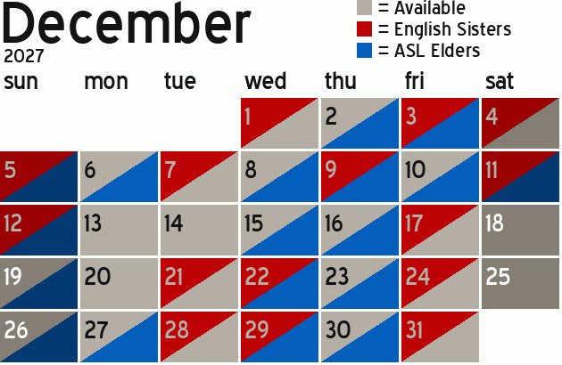 Missionary Dinner Calendar
