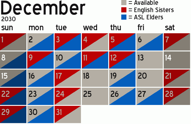 Missionary Dinner Calendar