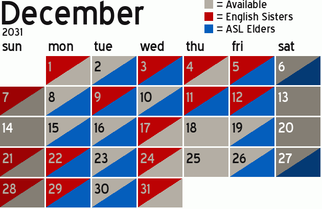 Missionary Dinner Calendar