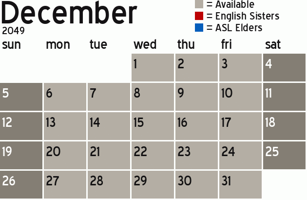 Missionary Dinner Calendar