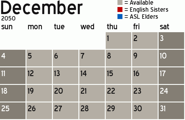 Missionary Dinner Calendar