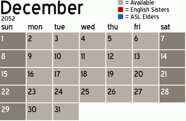 Missionary Dinner Calendar