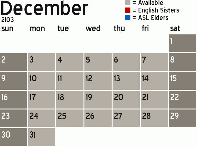 Missionary Dinner Calendar